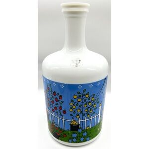 Provender Milk Glass Juice bottle Made in Italy 1984 Vintage Farmhouse Decor